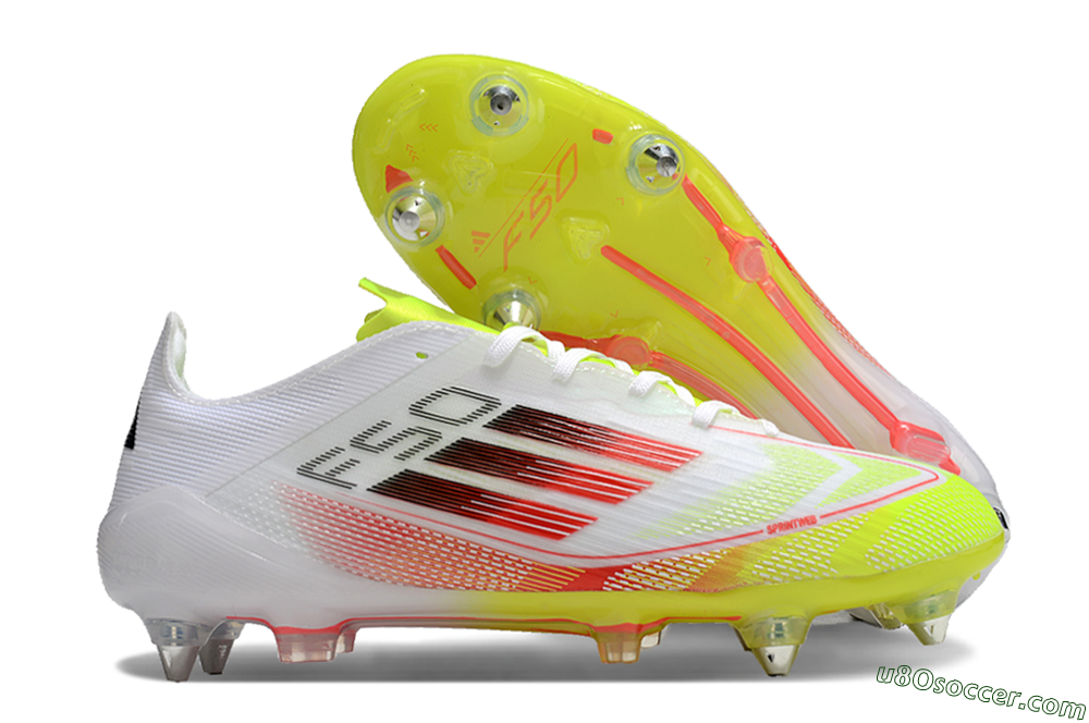 Adidas F50 Elite SG Soft Ground Soccer Cleats - White/Yellow/Red 1