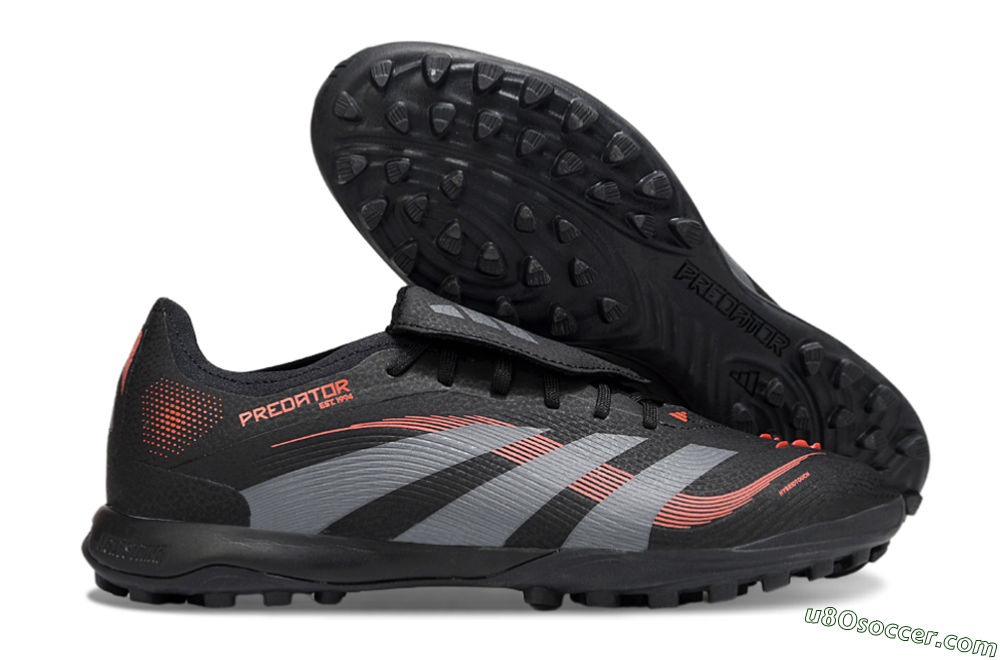 Adidas Predator Elite Foldover Tongue TF Artificial Turf Soccer Shoes - Black/Grey/Red 1