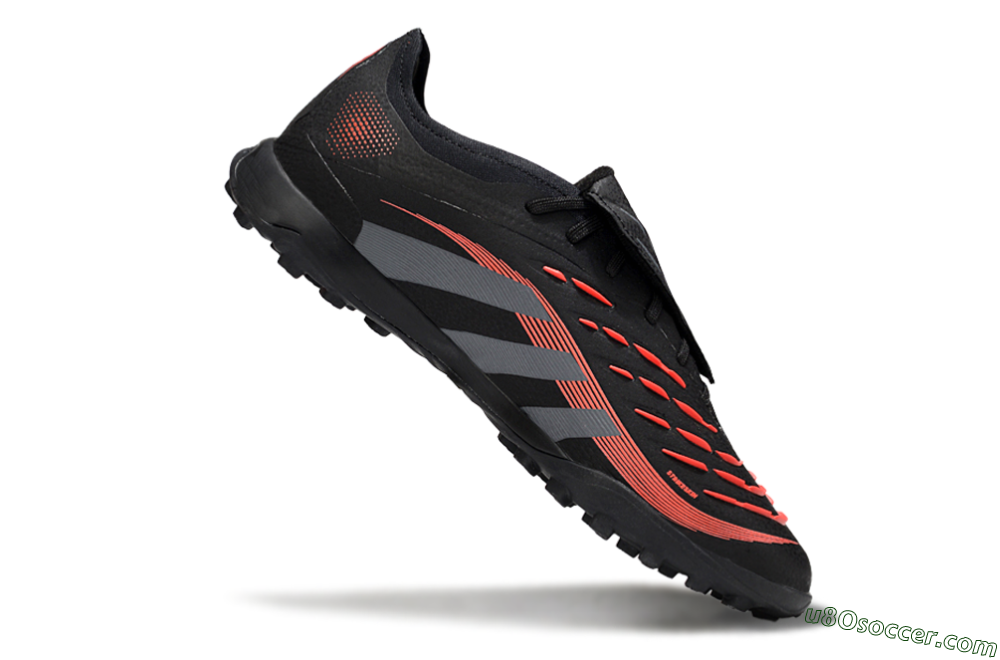 Adidas Predator Elite Foldover Tongue TF Artificial Turf Soccer Shoes - Black/Grey/Red 4