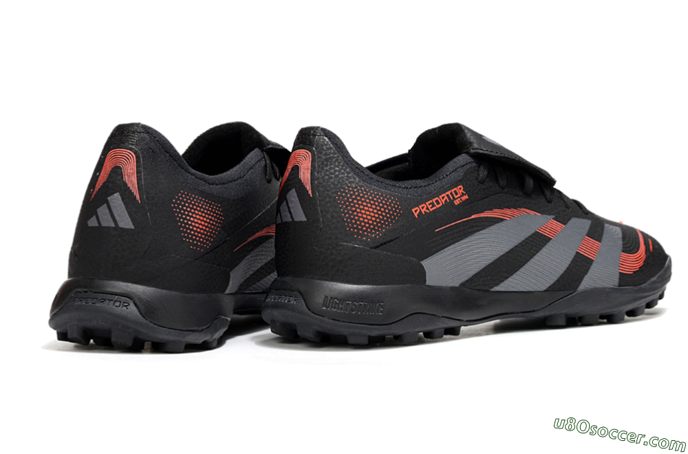 Adidas Predator Elite Foldover Tongue TF Artificial Turf Soccer Shoes - Black/Grey/Red 6