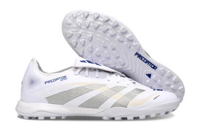 Adidas Predator Elite Foldover Tongue TF Artificial Turf Soccer Shoes - White/Silver/Blue