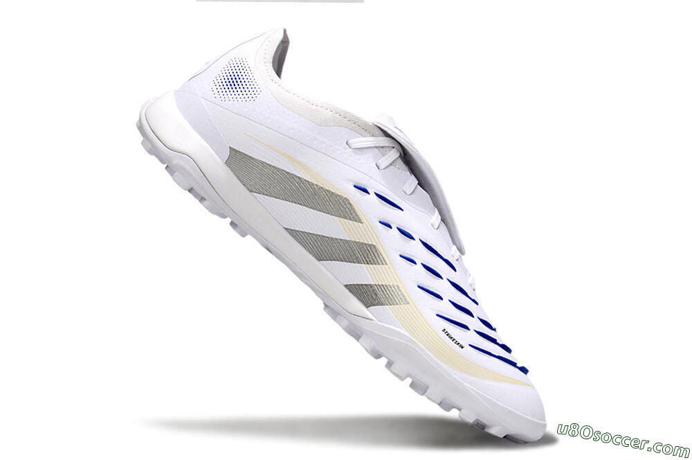 Adidas Predator Elite Foldover Tongue TF Artificial Turf Soccer Shoes - White/Silver/Blue 4