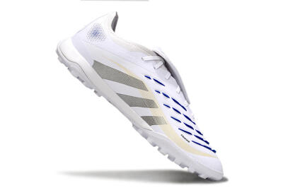 Adidas Predator Elite Foldover Tongue TF Artificial Turf Soccer Shoes - White/Silver/Blue