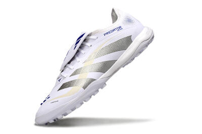 Adidas Predator Elite Foldover Tongue TF Artificial Turf Soccer Shoes - White/Silver/Blue