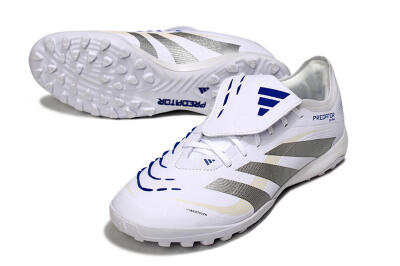 Adidas Predator Elite Foldover Tongue TF Artificial Turf Soccer Shoes - White/Silver/Blue