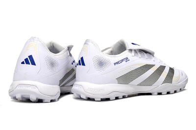 Adidas Predator Elite Foldover Tongue TF Artificial Turf Soccer Shoes - White/Silver/Blue