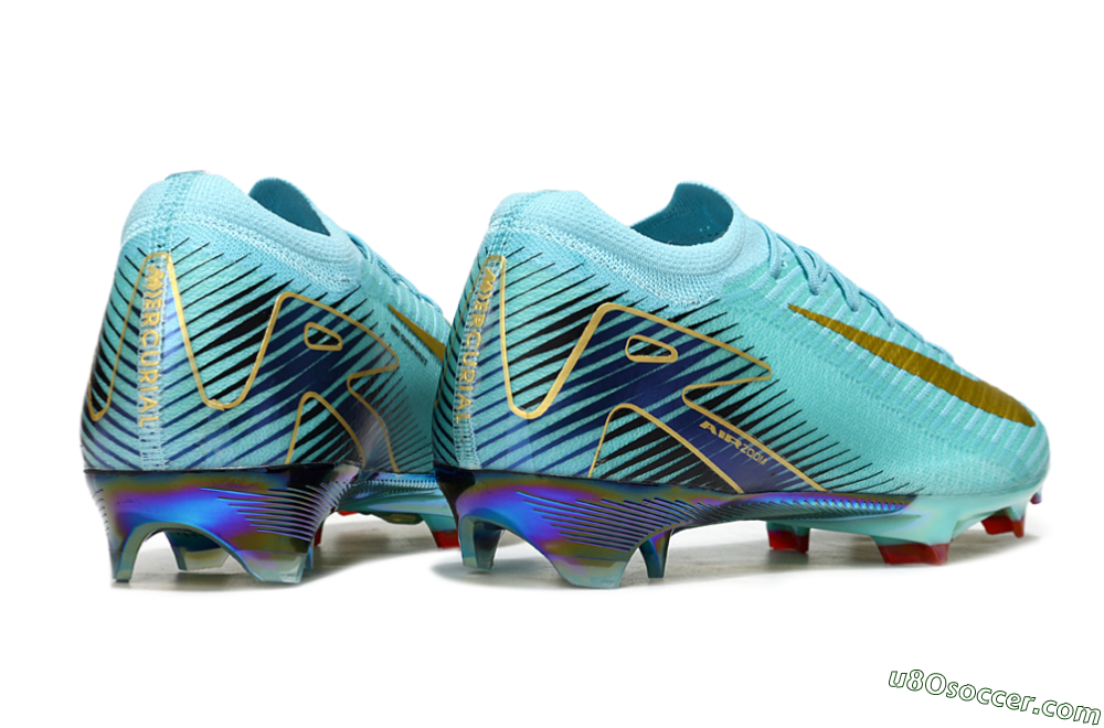 Nike Air Zoom Mercurial Vapor 16 Elite FG Firm Ground Soccer Cleats - Jade/Gold/Blue 6