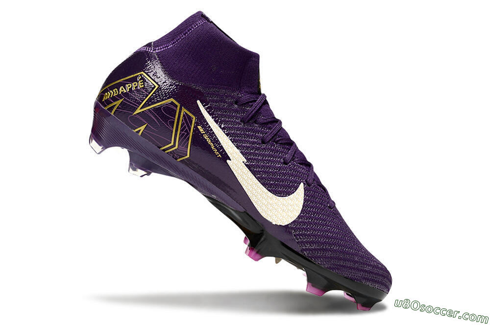 Nike Air Zoom Mercurial Superfly 10 Elite FG Firm Ground Soccer Cleats - Purple/White/Gold 4