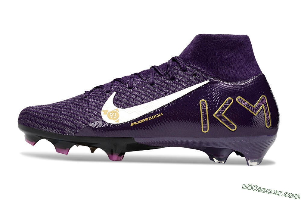 Nike Air Zoom Mercurial Superfly 10 Elite FG Firm Ground Soccer Cleats - Purple/White/Gold 2