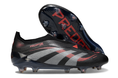 Adidas Predator 25 Elite Laceless FG Firm Ground Soccer Cleats - Black/Grey/Red