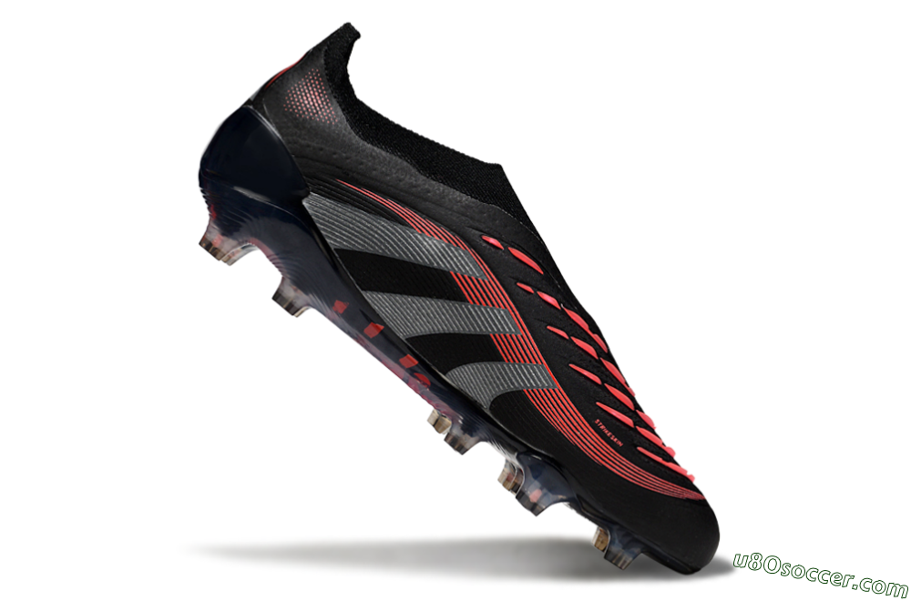 Adidas Predator 25 Elite Laceless FG Firm Ground Soccer Cleats - Black/Grey/Red 4