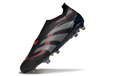 Adidas Predator 25 Elite Laceless FG Firm Ground Soccer Cleats - Black/Grey/Red