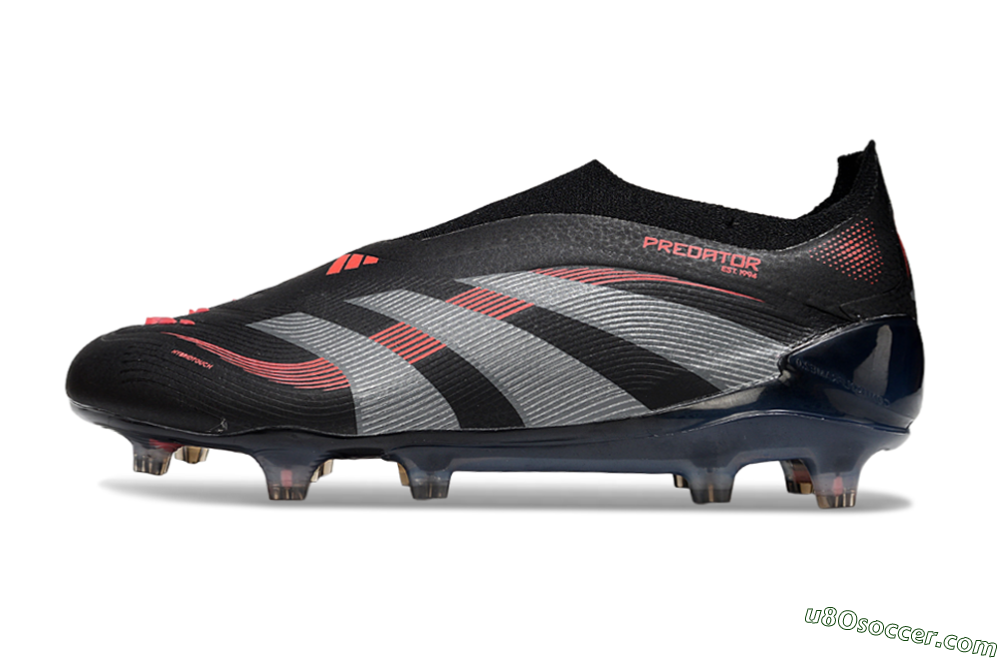 Adidas Predator 25 Elite Laceless FG Firm Ground Soccer Cleats - Black/Grey/Red 2