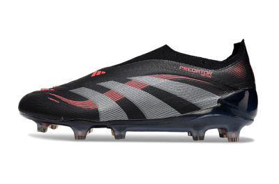 Adidas Predator 25 Elite Laceless FG Firm Ground Soccer Cleats - Black/Grey/Red