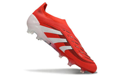 Adidas Predator 25 Elite Laceless FG Firm Ground Soccer Cleats - Red/White/Black