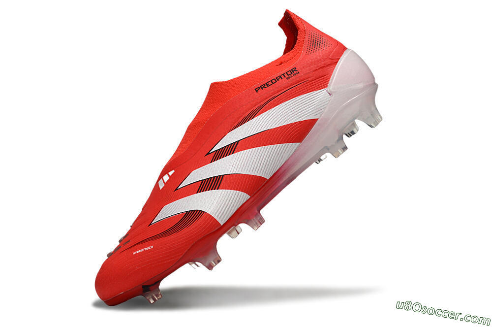 Adidas Predator 25 Elite Laceless FG Firm Ground Soccer Cleats - Red/White/Black 5