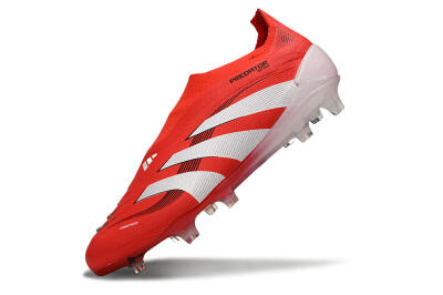 Adidas Predator 25 Elite Laceless FG Firm Ground Soccer Cleats - Red/White/Black