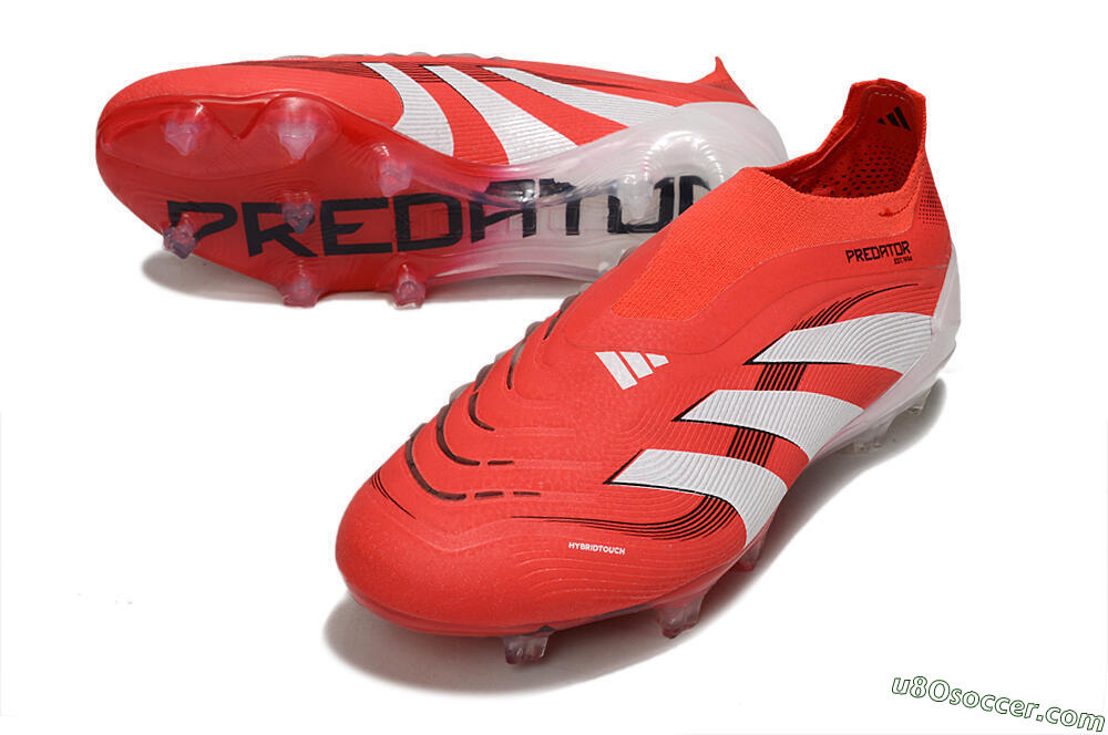 Adidas Predator 25 Elite Laceless FG Firm Ground Soccer Cleats - Red/White/Black 3
