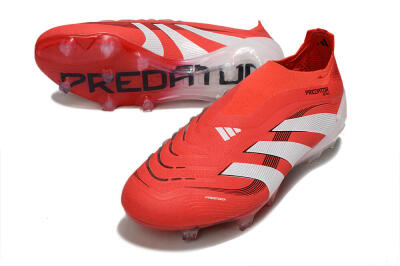Adidas Predator 25 Elite Laceless FG Firm Ground Soccer Cleats - Red/White/Black