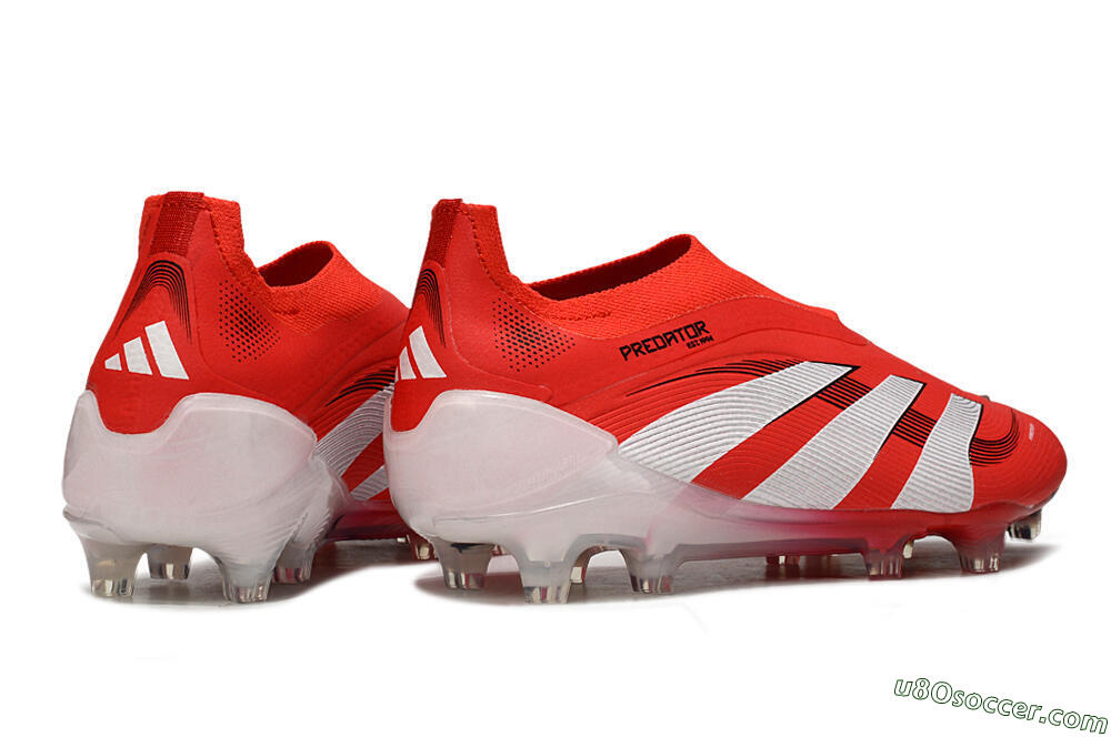 Adidas Predator 25 Elite Laceless FG Firm Ground Soccer Cleats - Red/White/Black 6