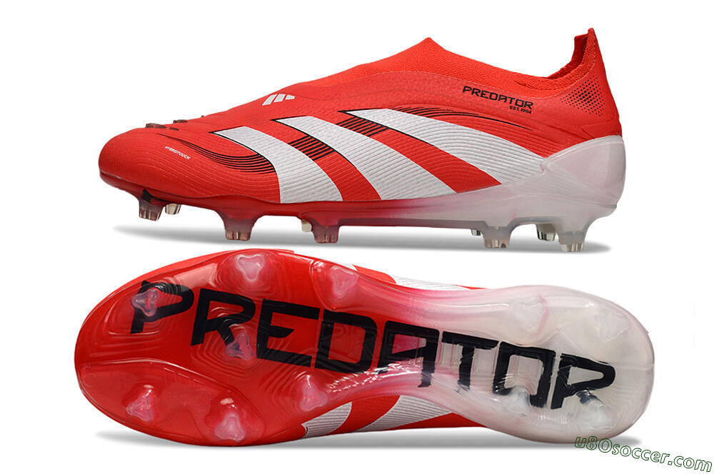 Adidas Predator 25 Elite Laceless FG Firm Ground Soccer Cleats - Red/White/Black 0