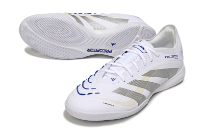 Adidas Predator 25 Elite IC Indoor & Futsal Soccer Shoes - White/Silver/Blue