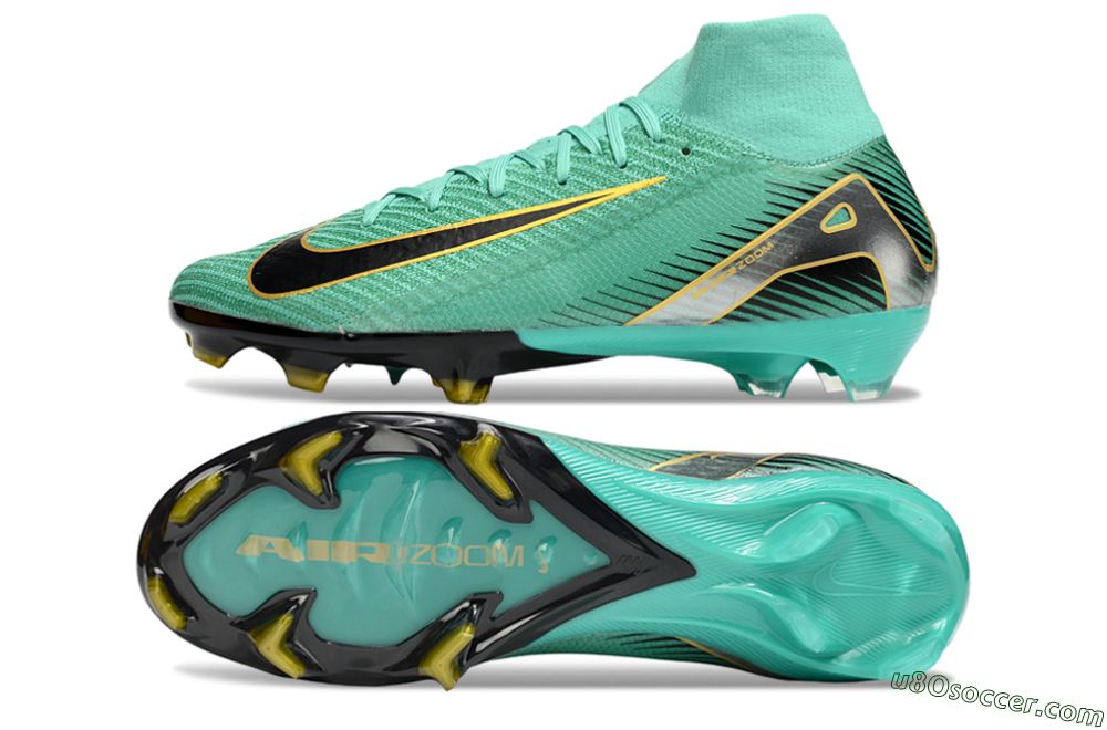 Nike Air Zoom Mercurial Superfly 10 Elite FG Firm Ground Soccer Cleats - Jade/Black/Silver/Gold 0