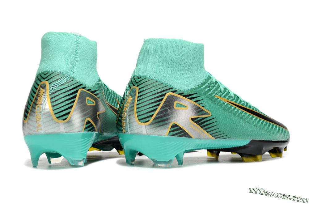 Nike Air Zoom Mercurial Superfly 10 Elite FG Firm Ground Soccer Cleats - Jade/Black/Silver/Gold 6