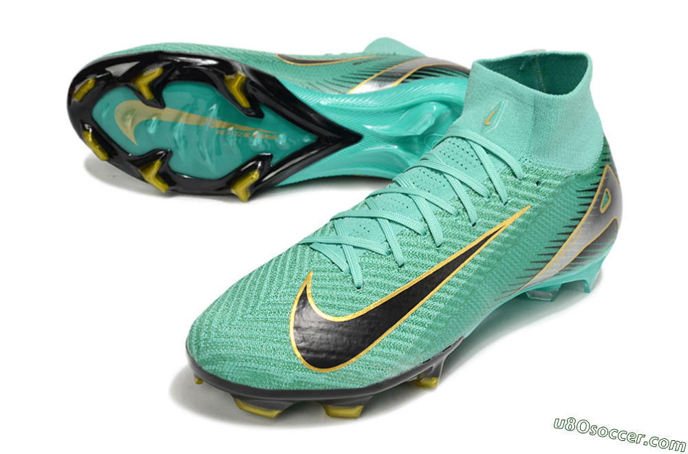 Nike Air Zoom Mercurial Superfly 10 Elite FG Firm Ground Soccer Cleats - Jade/Black/Silver/Gold 3