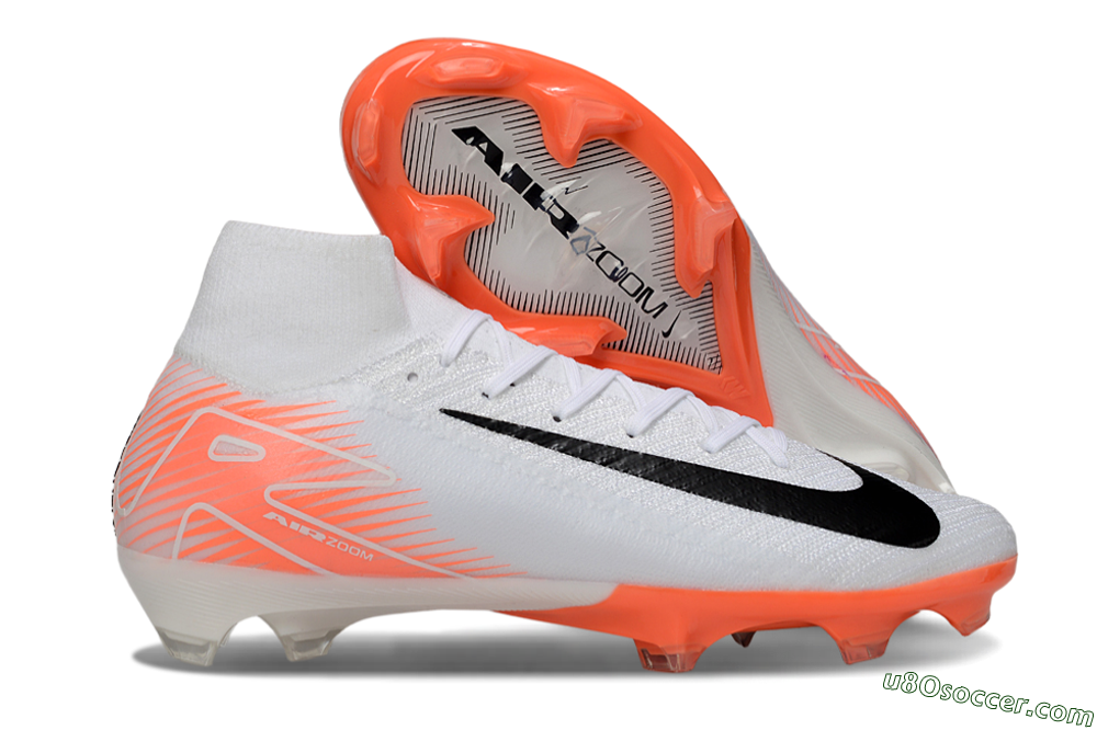 Nike Air Zoom Mercurial Superfly 10 Elite FG Firm Ground Soccer Cleats - White/Black/Orange 1