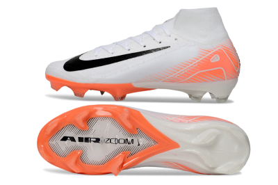 Nike Air Zoom Mercurial Superfly 10 Elite FG Firm Ground Soccer Cleats - White/Black/Orange
