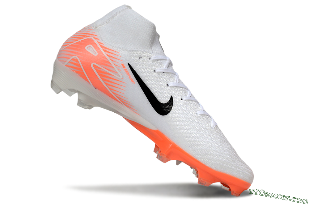 Nike Air Zoom Mercurial Superfly 10 Elite FG Firm Ground Soccer Cleats - White/Black/Orange 4