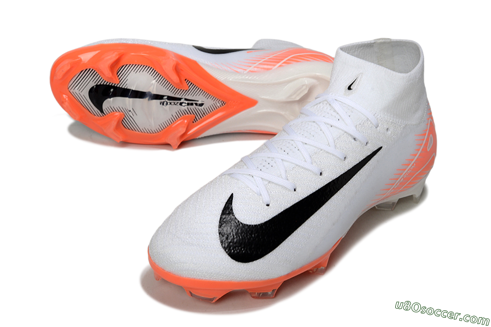 Nike Air Zoom Mercurial Superfly 10 Elite FG Firm Ground Soccer Cleats - White/Black/Orange 3