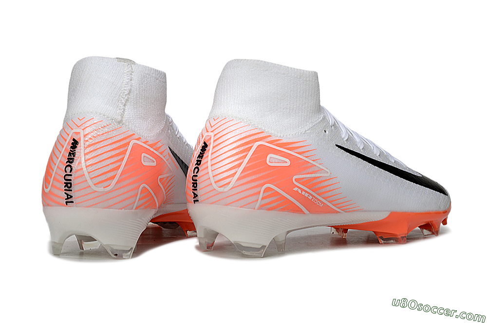 Nike Air Zoom Mercurial Superfly 10 Elite FG Firm Ground Soccer Cleats - White/Black/Orange 6