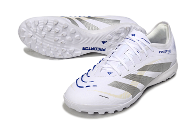 Adidas Predator 25 Elite TF Artificial Turf Soccer Shoes - White/Silver/Blue