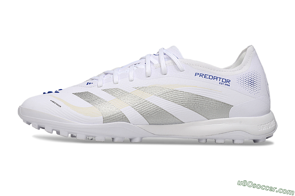 Adidas Predator 25 Elite TF Artificial Turf Soccer Shoes - White/Silver/Blue 2