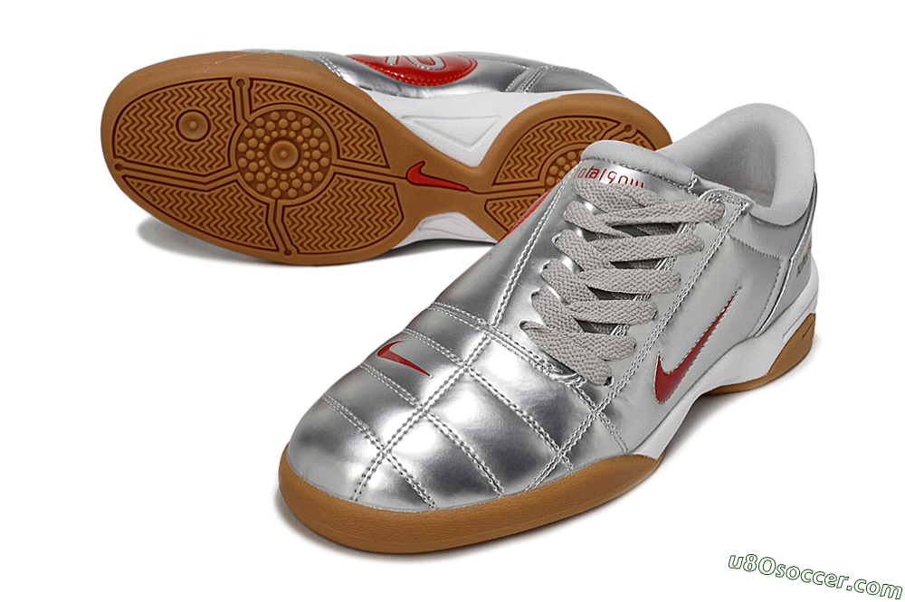 Nike Total 90 II IC Indoor & Futsal Soccer Shoes - Silver/Red/White 3