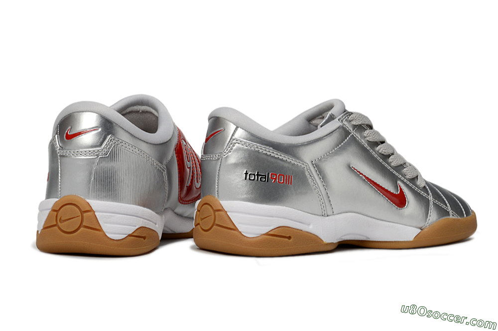 Nike Total 90 II IC Indoor & Futsal Soccer Shoes - Silver/Red/White 6