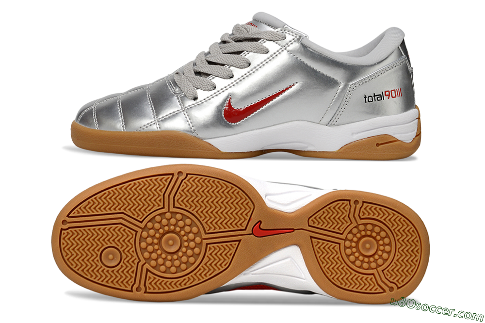 Nike Total 90 II IC Indoor & Futsal Soccer Shoes - Silver/Red/White 0