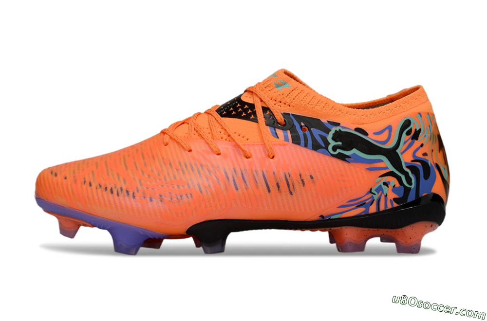 Puma Future 8 Ultimate FG Firm Ground Soccer Cleats - Orange/Blue/Black 2