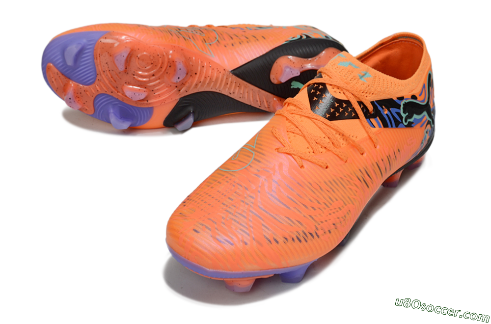 Puma Future 8 Ultimate FG Firm Ground Soccer Cleats - Orange/Blue/Black 3