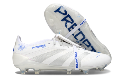 Adidas Predator Elite Foldover Tongue FG Firm Ground Soccer Cleats - White/Silver/Blue