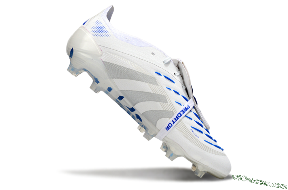 Adidas Predator Elite Foldover Tongue FG Firm Ground Soccer Cleats - White/Silver/Blue 4