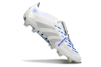 Adidas Predator Elite Foldover Tongue FG Firm Ground Soccer Cleats - White/Silver/Blue