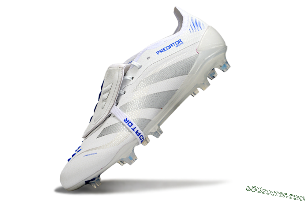 Adidas Predator Elite Foldover Tongue FG Firm Ground Soccer Cleats - White/Silver/Blue 5