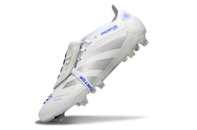 Adidas Predator Elite Foldover Tongue FG Firm Ground Soccer Cleats - White/Silver/Blue
