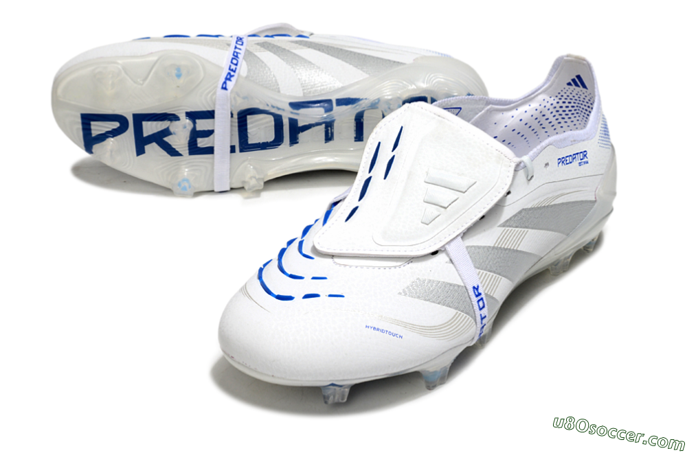 Adidas Predator Elite Foldover Tongue FG Firm Ground Soccer Cleats - White/Silver/Blue 3