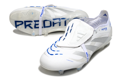 Adidas Predator Elite Foldover Tongue FG Firm Ground Soccer Cleats - White/Silver/Blue