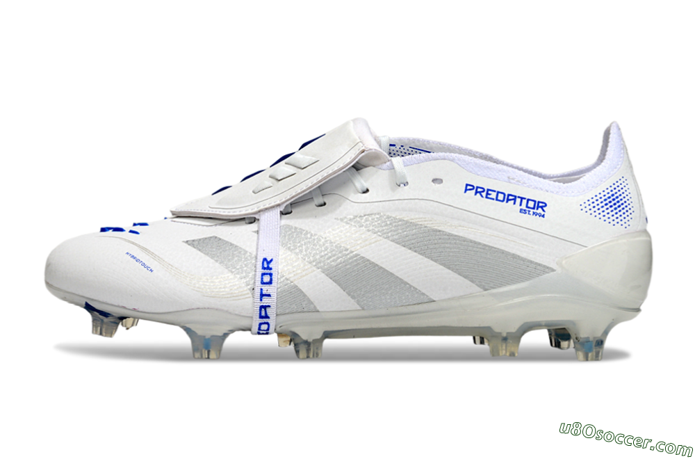 Adidas Predator Elite Foldover Tongue FG Firm Ground Soccer Cleats - White/Silver/Blue 2