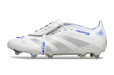 Adidas Predator Elite Foldover Tongue FG Firm Ground Soccer Cleats - White/Silver/Blue